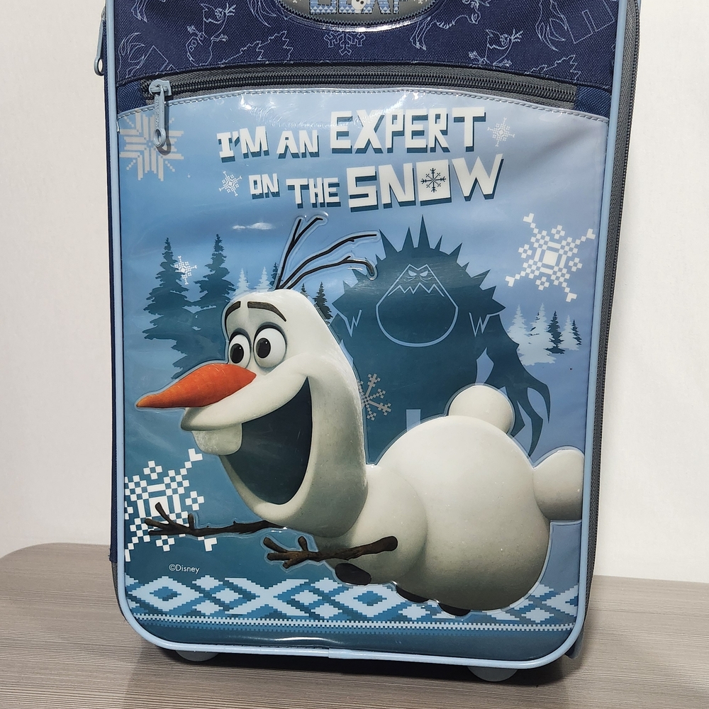 Disney Blue Olaf Rolling Travel Bag with Snow Graphic